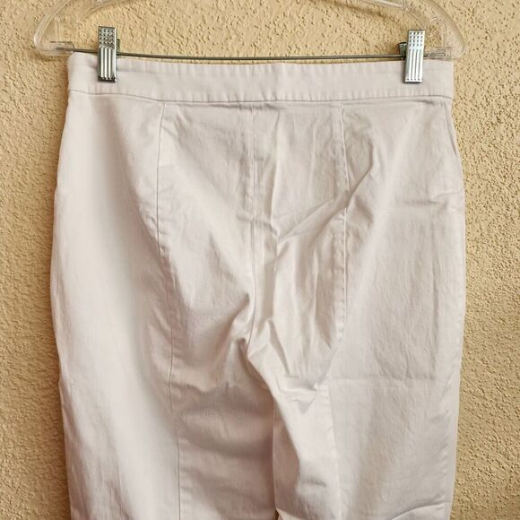 THEORY pants White Ankle Crop size 8 Zipper Leg Capri Stretch Coastal Resort - Picture 7 of 12